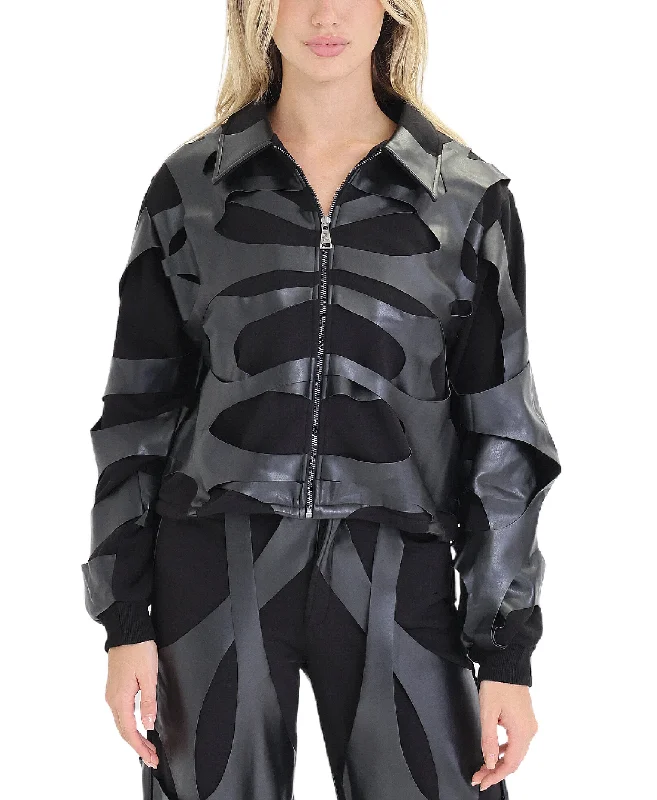 Windbreaker fashion Faux Leather Top