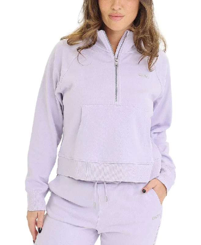 Celebrity Style 1/2 Zip Studded Logo Top
