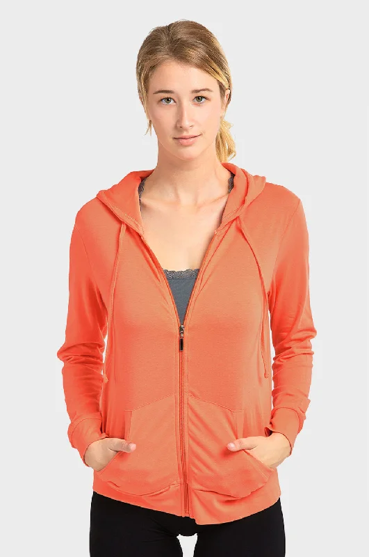 French Retro SOFRA LADIES SINGLE JERSEY ZIP-UP HOODIE JACKET (HDC7000_CORAL)