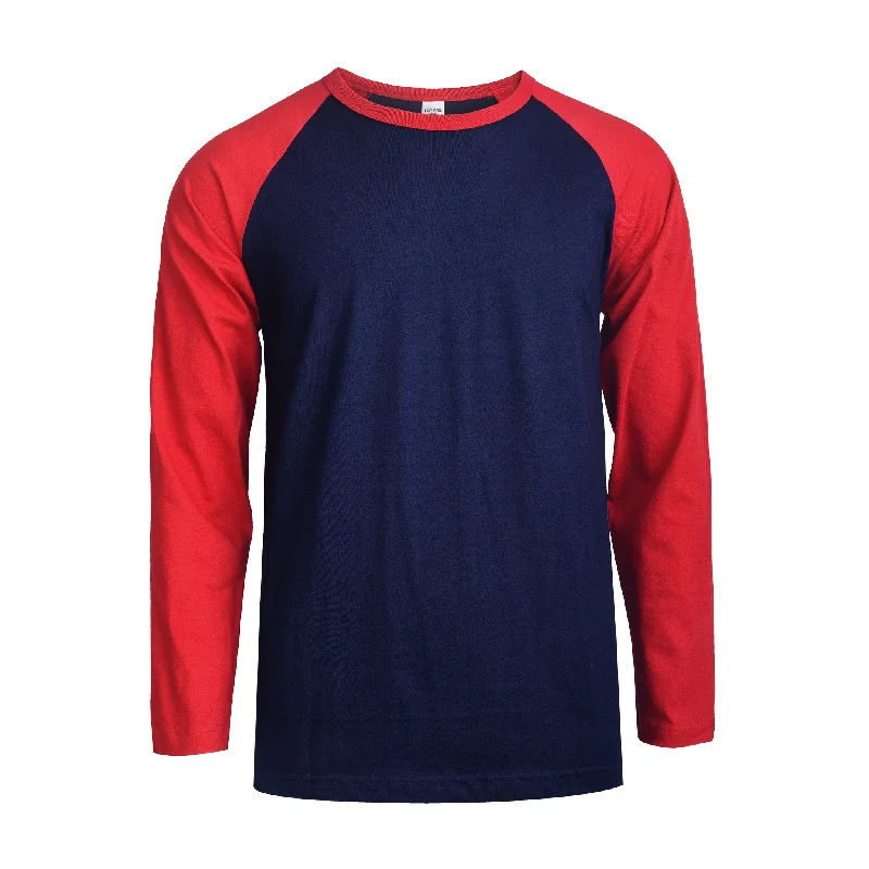 Casual Wear TOP PRO MEN'S LONG SLEEVE BASEBALL TEE (MBT002_D.RED/NV)
