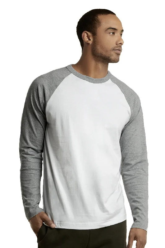 All-Day Comfort TOP PRO MEN'S LONG SLEEVE BASEBALL TEE (MBT002_LT.G/WHT)