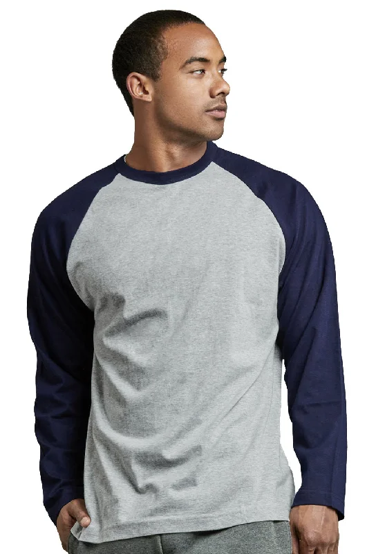 Cozy Chic TOP PRO MEN'S LONG SLEEVE BASEBALL TEE (MBT002_NV/LT.G)