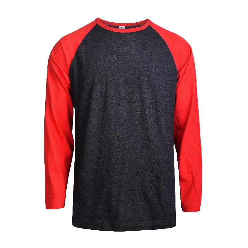 Effortless Elegance TOP PRO MEN'S LONG SLEEVE BASEBALL TEE (MBT002_RED/C.GR)