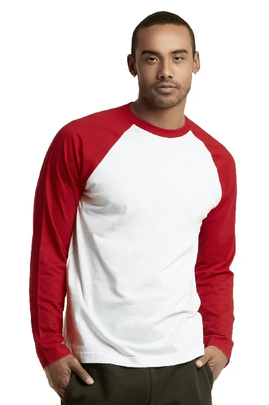 Relaxed Dresses TOP PRO MEN'S LONG SLEEVE BASEBALL TEE (MBT002_RED/WHT)