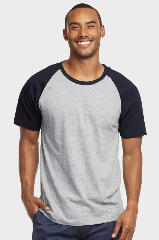 All-Day Wear TOP PRO MEN'S SHORT SLEEVE BASEBALL TEE (MBT003_NV/LT.G)