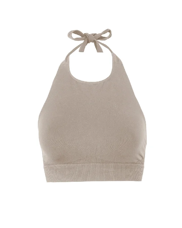 Soft Textures REVITALISED Halterneck Top | Taupe