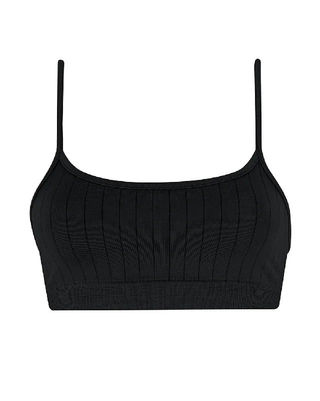 Spiritual Vitality FLAT RIBBED SINCERE Bikini Bra Top | Black