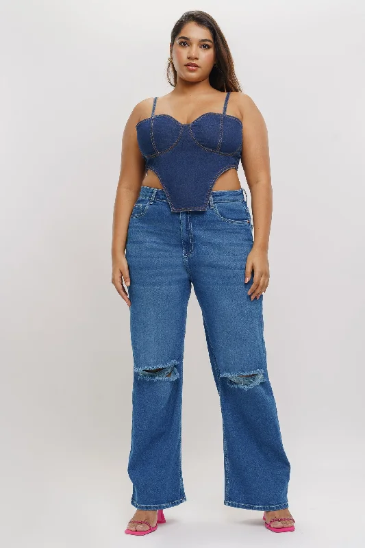Eye-catching Personality Distressed Wide Leg Jeans