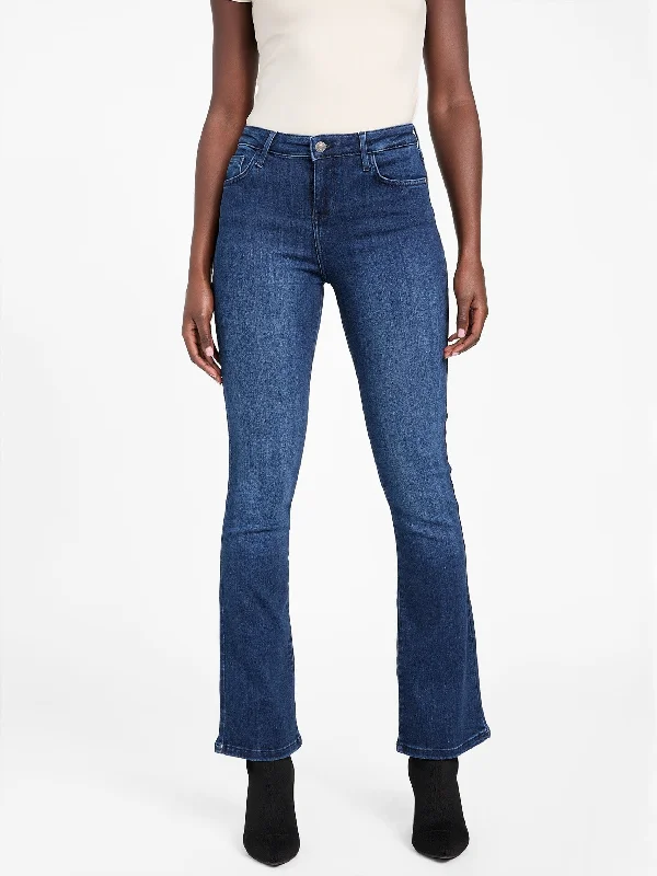 Embroidered Letters Eco Kelsie Mid-Rise Bootcut