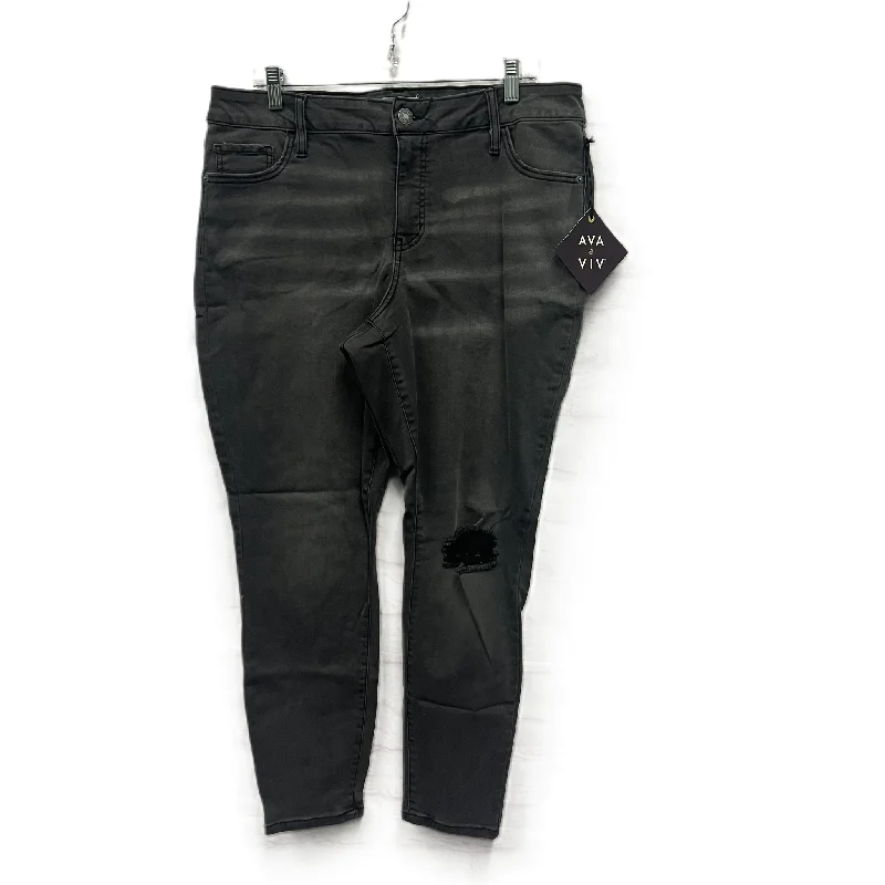 Soft And Comfortable Jeans Skinny By Ava & Viv In Grey, Size: 16