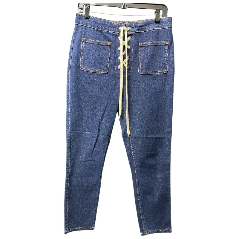 College Style Jeans Skinny By Zara In Blue Denim, Size: 8