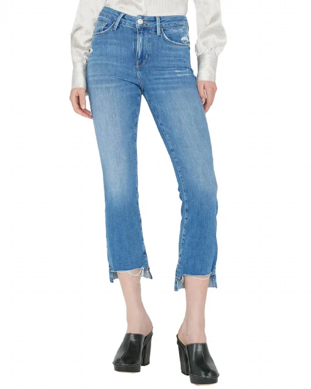 Comfortable And Simple Le Crop Mini Boot Raw Jean In Drizzle Rips Chew
