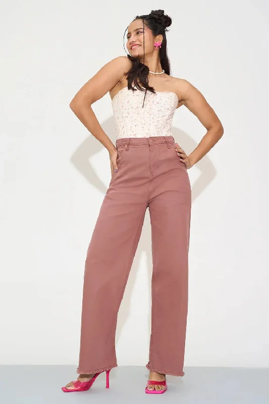 Noble Temperament Rustic Berry Straight Fit Jeans