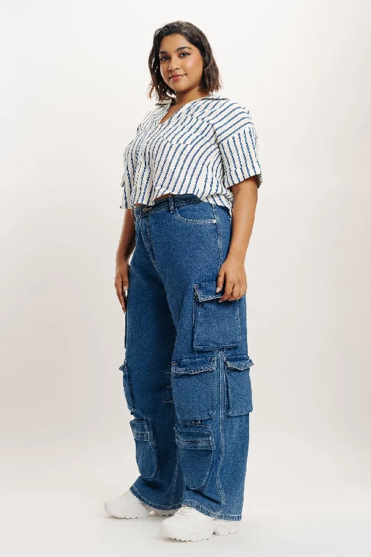 Ethnic Style Too Indigo Denim Utility Cargo