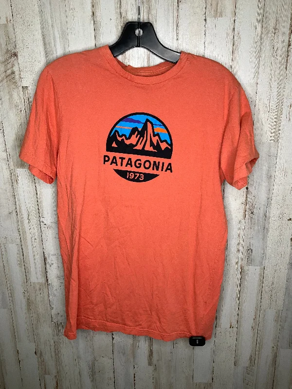 Slightly Flared Design Athletic Top Short Sleeve By Patagonia In Orange, Size: S