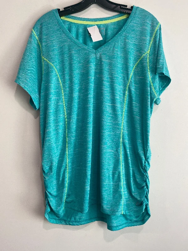 Casual Chic Wear Athletic Top Short Sleeve By Rbx In Teal, Size: 1x