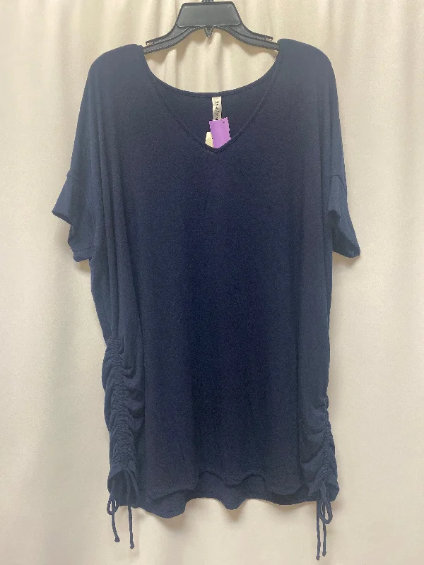 New Season Series Blue Top Short Sleeve Zenana Outfitters, Size 3x