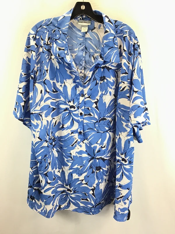 Elegant Wear Floral Print Top Short Sleeve Catherines, Size 3x