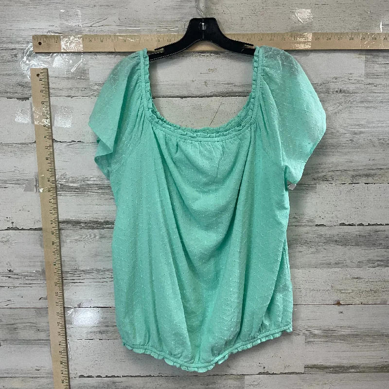 Simple Matching Green Top Short Sleeve Basic Lane Bryant, Size 2x