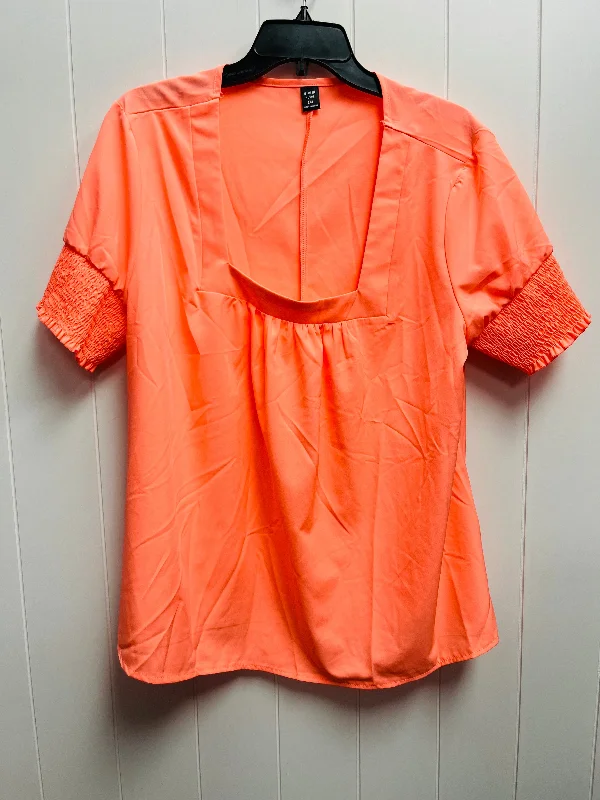 Cute Style Orange Top Short Sleeve Shein, Size 1x