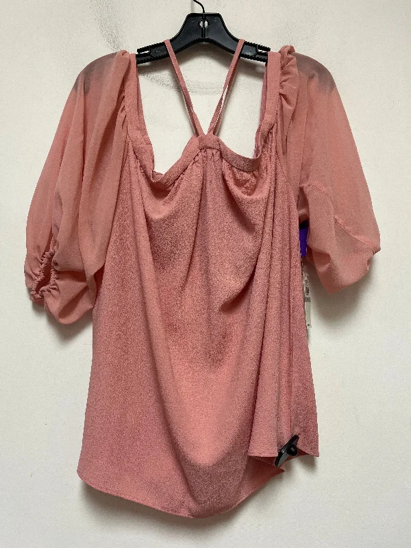 Designer Style Pink Top Short Sleeve 1.state, Size 1x