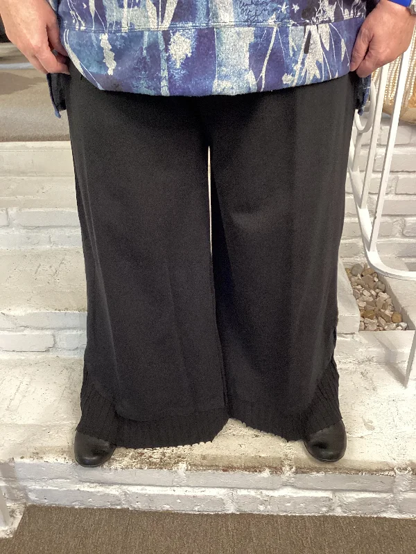 Relaxed Fashion RIB CONTRAST PANT - JET BLACK