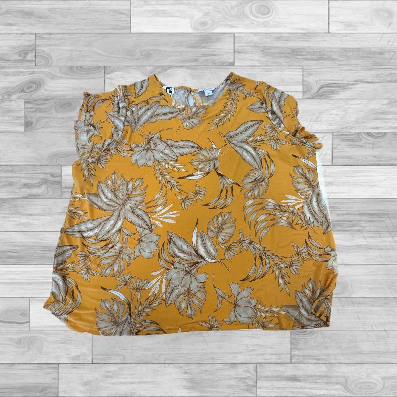 Warm Atmosphere Yellow Top Short Sleeve Liz Claiborne, Size 2x