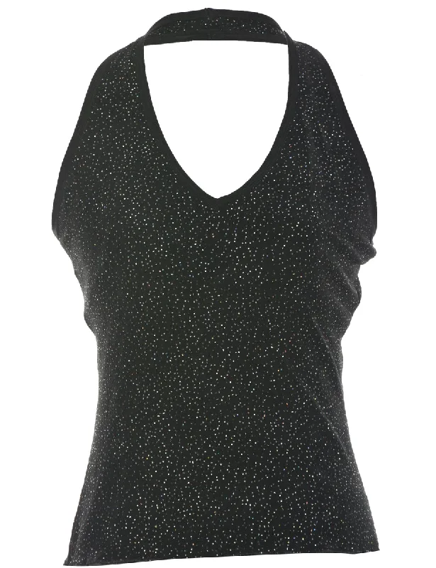Breathable Design Metallic Evening Top - XS